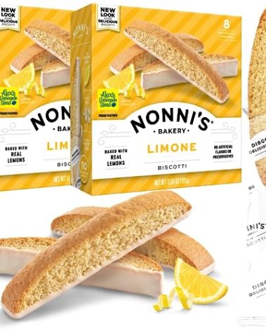 Nonni's Limone Biscotti Italian Cookies - 2 Boxes Lemon Cookies - Biscotti Individually Wrapped Cookies - Lemon Italian Biscotti Cookies w/White Icing - All Natural Ingredients - Kosher - 6.88 oz