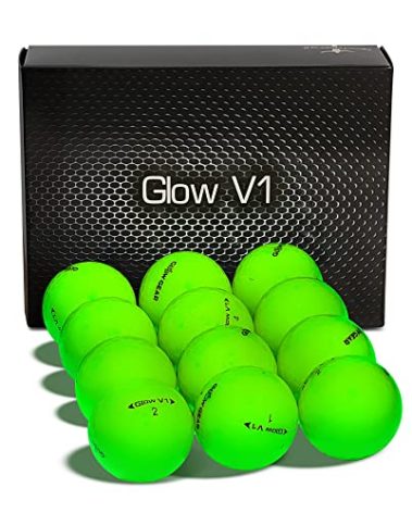 GlowGear Golf - GlowV1 Night Golf Balls, for Men and Women, Glow in The Dark with Full Compression Core,Ultra Bright Glow,12 or 6 Count Refill Pack Balls only Requires UV Light Source