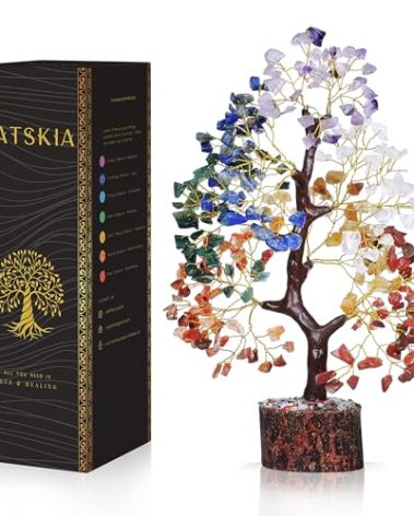 YATSKIA 7 Chakra Tree of Life, Crystals and Healing Stones, Birthday Gifts for Women - Crystal Tree for Positive Energy, Home Office Decor, Spiritual Gifts for Women