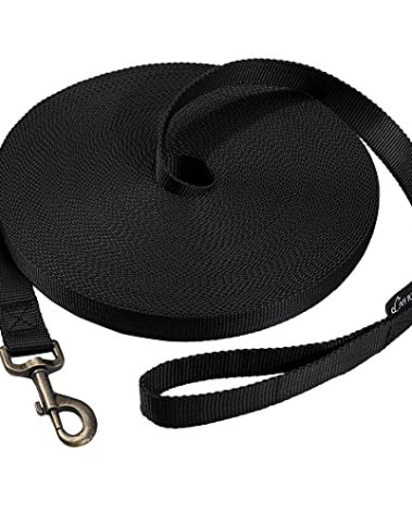 HIKISS Long Dog Leash Obedience Recall Training Agility Lead with Thickening Material for Large Dog - 15ft 20ft 30ft 50ft 100ft Training Leash (Black 50ft)