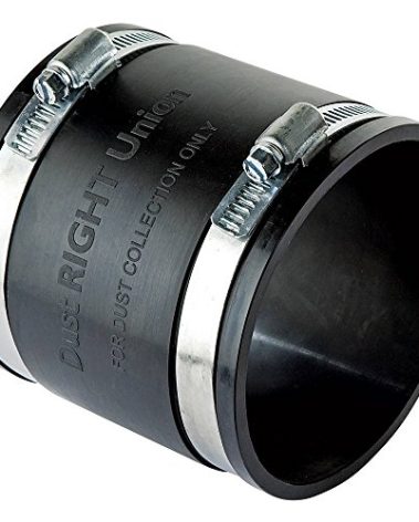Dust Right 4'' Rubber Union for Dust Collection w/Pair of Clamps - Hose Coupler Eliminate Flimsy Duct Tape Connections - Dust Collector Flexible Rubber Unions Makes Airtight Seal - Hose Clamp