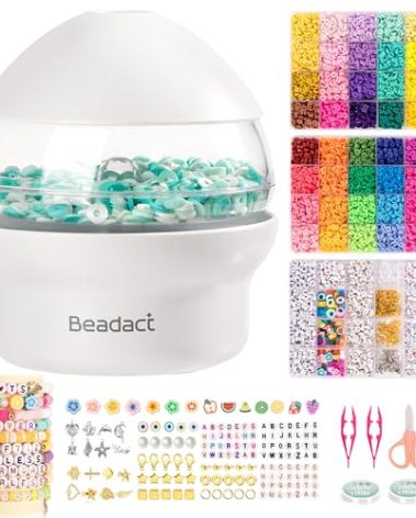 Beadact Clay Beads Bracelet Making Kit - 3 Boxes 48 Colors Clay Beads and 3 Types Letter Beads with Bead Spinner, Complete Friendship Bracelet Making Kit, Crafts Gift