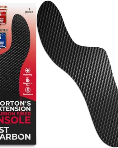EstCarbon - Carbon Fiber Insole - 1 pc, Men 9.5, Women 10-10.5 - Mortons Extension - Orthotic Insole - Rigid Shoe Insert - Foot Arch Support - Turf Toe Stiff Plate - FSA Eligible - Thin Sport Sole