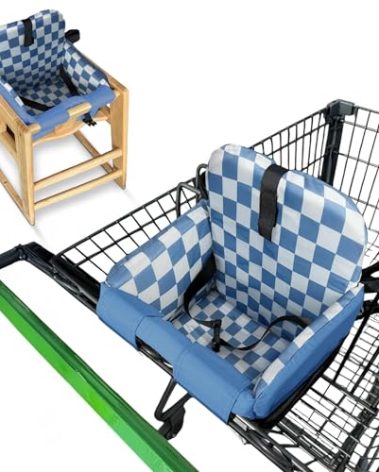 Shopping Cart Cover for Baby, High Chair Cover, Grocery Cart Cover, Cart Seat Cover for Baby, Shopping Cart Seat, Shopping Cart Cover for Baby Girl, Shopping Cart Cover for Baby Boy (Blue Checkered)