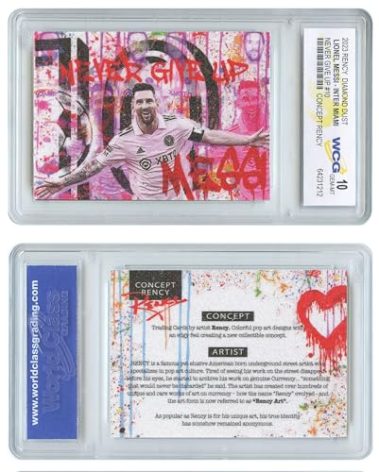 2023 Lionel Messi Inter Miami Never Give Up Diamond Dust Encrusted Rency Trading Card - Graded Gem-Mint 10