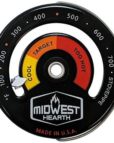 Midwest Hearth Wood Stove Thermometer - Magnetic Chimney Pipe Meter (Made in USA)