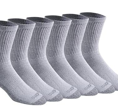 Dickies Men's Dri-Tech Mid-Crew Comfort Length Moisture Control Socks, Available in M-XL (6, 12 Pairs), Comfort Length Grey (6 Pairs), X-Large