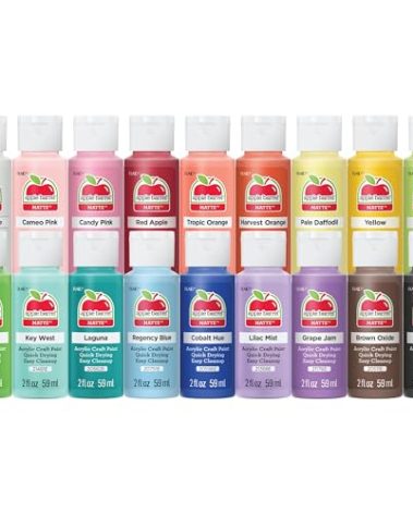 Apple Barrel, Pastel Dreams & Vivid Wonders Collection Acrylic Craft Paint, PROMOTCK, 2 fl oz each, 18 assorted matte colors, 18 count