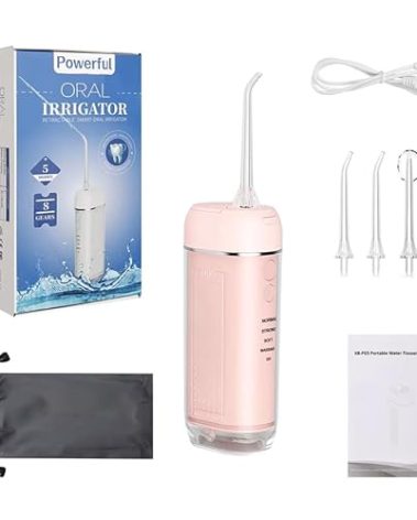 Powerful Portable Cordless Water Dental Flosser: Rechargeable [2000 mAh Li-ion] Mini Oral Irrigator Travel & Home Machine Cleaner Large Vol Telescopic Tank 5 Modes IPX7 Waterproof Electric Teeth Pick