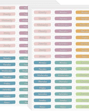 480 Pcs Day of The Week Stickers - Foiled Date Covers, Colorful Date Self Adhesive Planning Stickers for Journals, Calendar, 10 Sheets
