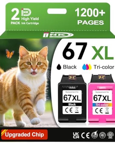 67XL Compatible for HP 67 Ink Cartridges Black Color Combo Pack Used for HP Envy 6055e 6400 6000 6065e 6458e 6455e DeskJet 2855e 4100 4152e 4255e 2755e 2700 2725 2755e 2752 4155e Printer