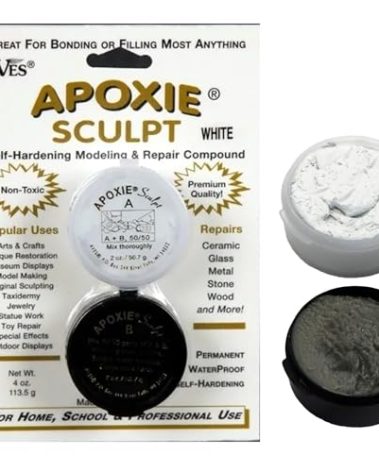 Aves Apoxie Sculpt - 2 Part Modeling Compound (A & B) - 1/4 Pound, Apoxie Sculpt for Sculpting, Modeling, Filling, Repairing, Easy to Use and Durable White/Stone White