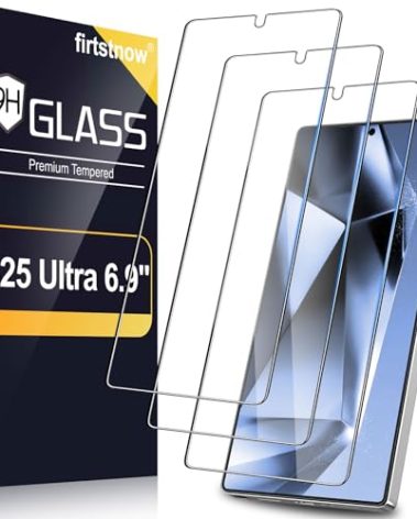 3 Pack Screen Protector for Samsung Galaxy S25 Ultra 6.9 Inch, 9H Tempered Glass, Ultrasonic Fingerprint Unlock, Case Friendly Tempered Glass Screen Protector for Samsung Galaxy S25 Ultra