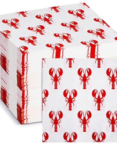 100 Count Crawfish Guest Napkins 2 Ply Disposable Lobster Napkin for Summer Dinner Picnic Barbecue Craw Fish Cocktail Napkins Luncheon Napkins for Wedding Holiday Birthday Supplies, 13 x 13 Inch