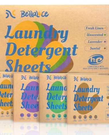Laundry Detergent Sheets - 4 Scented 128 Loads Travel Laundry Sheets for Dorm,College,Home,Hotel,Apartment,Camping,Ruise,Road Trip,Beach Vacation,Small Space,Family School Travel Essentials