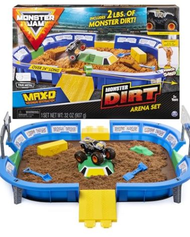 Monster Jam, Monster Dirt Arena 24-inch Playset with 2lbs of Monster Dirt and Exclusive 1:64 Scale Die-Cast Monster Jam Truck