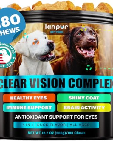 Eye Vitamins for Dogs - Dog Vision Supplement for Tear Stains, Dog Eye Care, Immune Support - Vitamin С, Carrot, Fish Oil, Lutein - 180 Soft Chews with Duck Flavor - for All Breeds and Ages