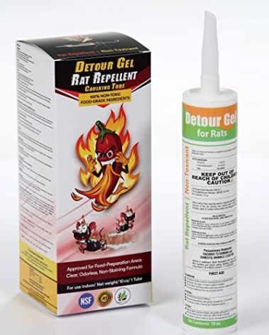 DETOUR Rat Repellent Gel | Professional Grade Rat Mice Repellent | 10 oz Caulking Tube | NSF-Approved for Food Preparation Areas | Protects Car Engine Wires & Outdoor Grills from Rodents | Toxin-Free
