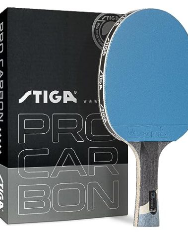 STIGA Pro Carbon Performance-Level Table Tennis Racket with Carbon Technology for Tournament Play - Red and Blue Colors