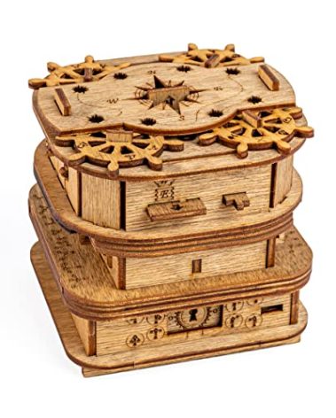 iDventure Cluebox - Davy Jones Locker - Escape Room Game - Puzzle Box - Gift Box - 3D Wooden Puzzle for Adults - Wooden Jigsaw - Brain Teaser - Birthday Gift Gadget for Men - Money Box