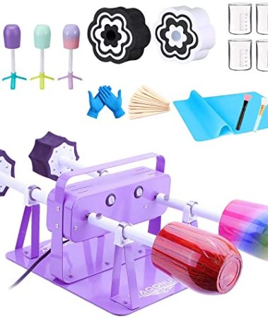 4 Cup Turner for Crafts Tumbler, Tumbler Spinner for Epoxy Tumblers Clockwise Counterclockwise with 4 Independent Switch Professional Silent Steering Cooling Hole (with 2 Insert Foams)