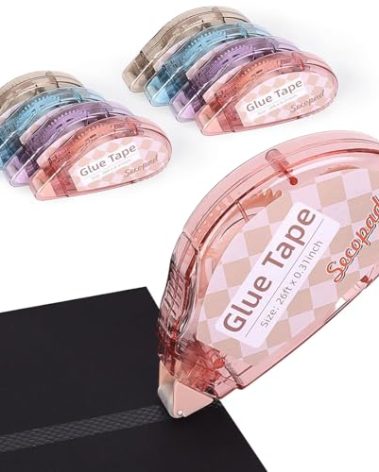 Scrapbook Tape, 8 Pack Double Sided Tape Roller for Crafts, Adhesive Glue Runner Scrapbooking Supplies Journaling School Office Supplies for Kids and Adults, 0.3IN x 26FT