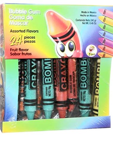 Bombi Crayon Mexican Chewing Gum 24 individually Sealed Packs in box