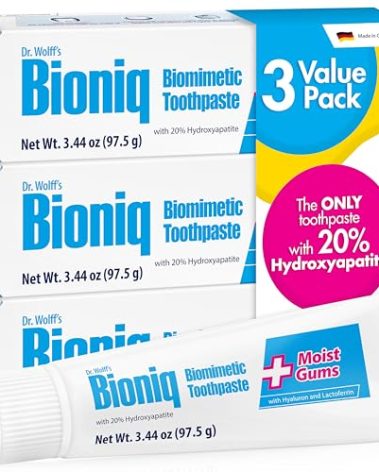 Bioniq Plus Biomimetic Toothpaste with 20 Percent Hydroxyapatite for Teeth and Gums I Clinically Tested I 3.44 oz (Pack of 3)