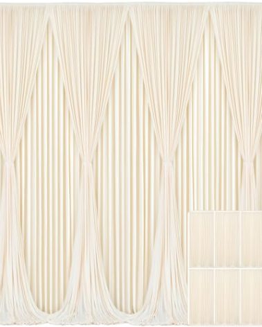 8 Panels Champagne Backdrop Curtain for Parties Wedding Baby Shower Wrinkle Free Photo Curtains Backdrop Drapes Fabric Decoration for Bridal Shower 40ft(W) x 10ft(H)