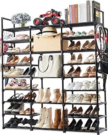 Mavivegue 9-Tier Metal Shoe Rack - Holds 50-55 Pairs, Tall Storage Shelf for Shoes, Boots, Entryway, Closet, Garage