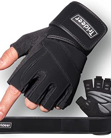 Trideer Workout Gloves for Men, Weight Lifting Gloves with Wrist Wrap Support, Full Palm Protection & Extra Grips for Weightlifting, Exercise, Cross Training, Fitness, Pull-up