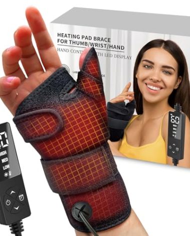 Electric Thumb & Wrist Heating Pad for Hand Arthritis with 3 Heat & 5 Timer Settings, Heated Wrist Wrap for Carpal Tunnel Syndromes, Tendonitis Left/Right Hand Pain Relief(L)
