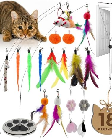 GADGETSOLOGY Interactive Cat Toys for Indoor Cats Suction Cup Cat Toys for Indoor Cats Bird Hunting Slefplay Simulation for Kitten Flying Bird Toy Feather Wand Attachments