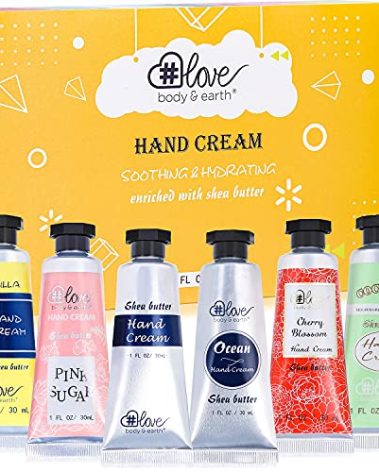 BODY & EARTH # LOVE Hand Cream Gift Set Hand Lotion Sets for Women Gift, Mothers Day Gifts for Mom Gifts, Pack of 6 Advanced Repair Hand Cream for Dry Hands Non-greasy Best Birthday Gifts for Women