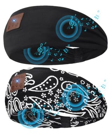 2-Pack Upgraded Wireless Bluetooth Headband for Side Sleepers, Running, Travel, Meditation