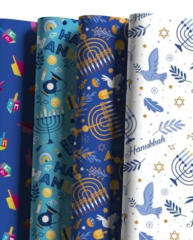 OHOME Hanukkah Wrapping Paper - Jumbo Sheets - Hanukkah Decorations for Gift Bags,Gifts for Kids Adults Women - HANUKKAH Party Favors Decorations for Home,29" x 42"