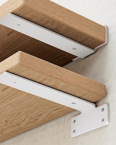 WEKIS 6 Inch Floating Shelf Brackets White, Hidden Invisible L Shelves Brackets, 1/5 Inch Heavy Duty Metal Industrial White Shelf Bracket Hardware Supports, 6 Pack Brackets for Wood Shelves