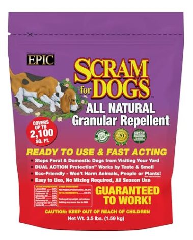Dog Scram All Natural Granular Repellent - All-Natural, Animal, People and Pet Safe Granule from EPIC Repellents (3.5 lb Bag)