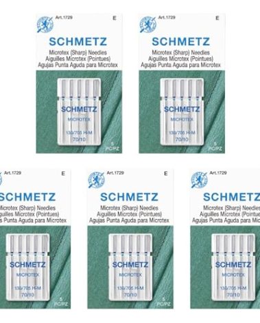 SCHMETZ Microtex Sharp Sewing Machine Needles - Quilting & Topstitching Supplies, Size 70/10, 5-Needle Card, Pack of 5