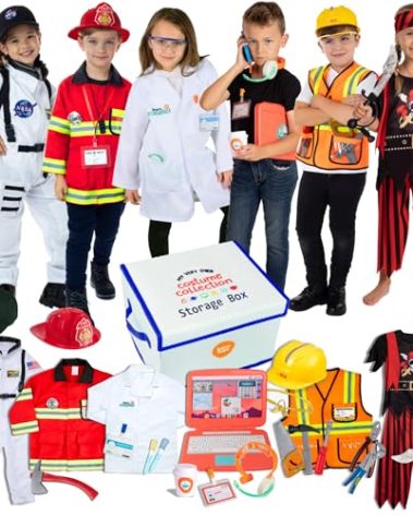 Born Toys Pretend Play Costumes for Kids Ages 3-7, Washable Toddler Dress Up Set for Play (6 in 1)