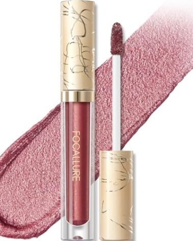 FOCALLURE Metallic Liquid Lipstick,Non Stick Cup Lip Gloss,High Impact Lip Color with Transfer-proof Wear,Long Lasting & Waterproof Lipstick Makeup for Women,Love Galore