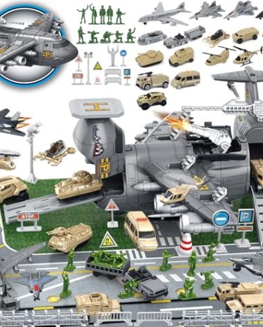 Frontoytall 48 Piece Army Toys, Jumbo Military Airplane, Fighter Jet Helicopter & Soldier Action Figures, Imaginative Play & Party Favors, STEM Toys for Kids Ages 3-12 (ASTM Certified)