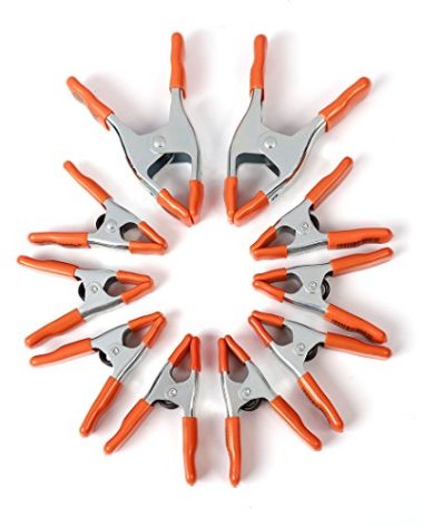 PONY 6-inch, 4-inch Heavy Duty Metal Spring Clamps Set, 2-inch, 1-inch Jaw opening, with Protective Handles and Tips, 10-piece