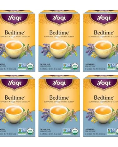 Yogi Tea - Bedtime (6 Pack) - Supports a Good Night’s Sleep - Tea with Passionflower, Chamomile, Valerian Root, and Lavender - 96 Organic Herbal Tea Bags