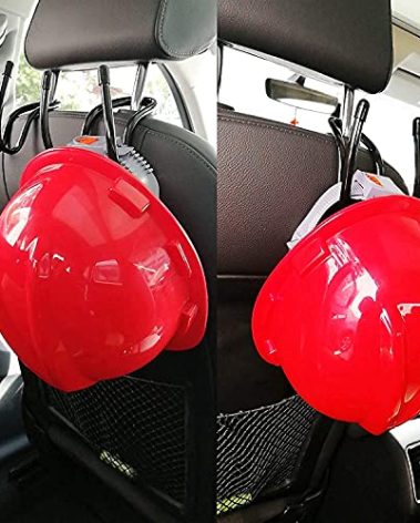 Flexible Over The Seat Hard Hat Rack Hard Hat Holder Hard Hat Hanger for Vehicle Truck Car Headrest Hangers - Universal Adjustable Hooks for Bags, Coats, Purses - 2 Pack - No Hard Hat