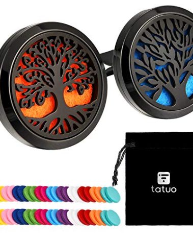2 Pieces 316L Car Aromatherapy Oil Diffuser Air Freshener with 48 Felt Pad (Tree Patterns)