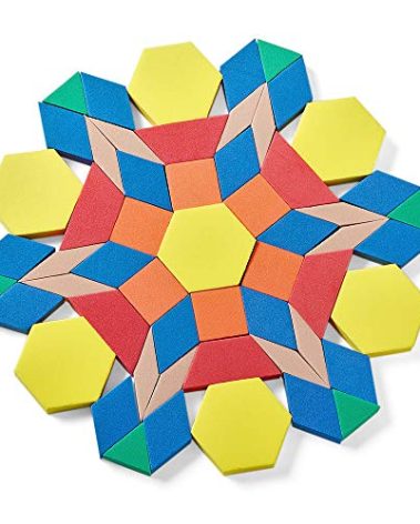 hand2mind Foam Pattern Blocks, Foam Shapes, Geometric Shapes for Kids, Pattern Play, Toddler Pattern Blocks, Shapes for Kindergarten, 3D Shapes Manipulatives, Sorting Math (Set of 250)