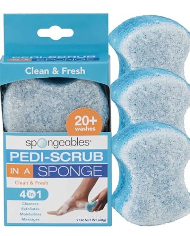 Spongables Pedi Scrub Foot Exfoliating 20+ Wash Sponge, Clean & Fresh, 3 Count