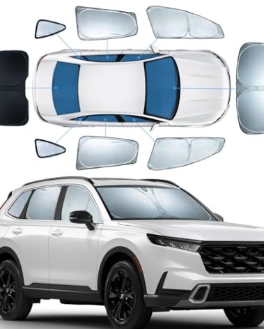 8 PCS Sun Shades for Honda CRV Windshield Sunshade, 2-Layer Full Window Shades for CR-V 2023-2026 Front Rear Side Window Covers Retractable Sun Visor Blocker Privacy Car Accessories Keep Car Cool