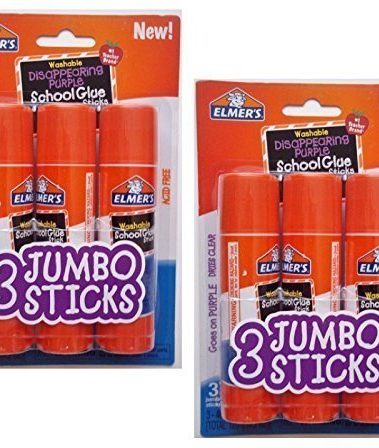 Elmers Jumbo Disappearing Purple School Glue Stick, 1.4 Ounce, 2 Packs of 3 Sticks, 6 Sticks Total